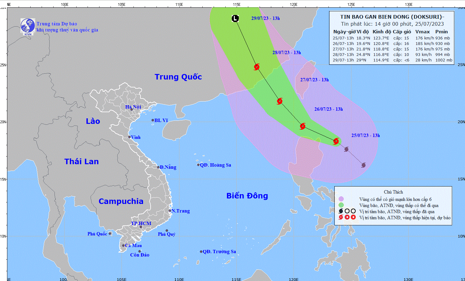 Bão DOKSURI gần Biển Đông, sức gió mạnh cấp 15