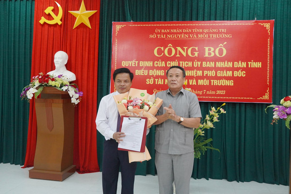 Ông Đặng Trọng Vân được điều động, bổ nhiệm giữ chức Phó Giám đốc Sở  TN&MT Quảng Trị