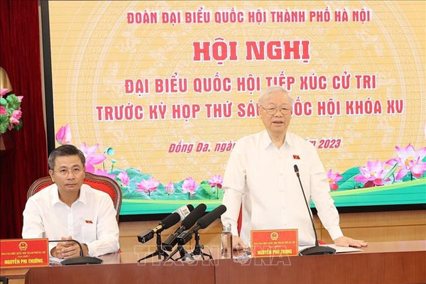Tổng Bí thư tiếp xúc cử tri Hà Nội trước Kỳ họp thứ 6, Quốc hội khóa XV