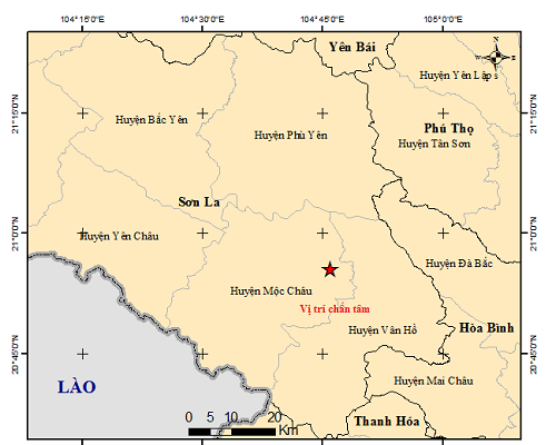 Mộc Châu (Sơn La): Xảy ra động đất mạnh 3.3 độ