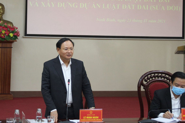 Thứ trưởng Bộ TN&MT Lê Minh Ngân làm việc với tỉnh Ninh Bình về tổng kết thi hành Luật đất đai
