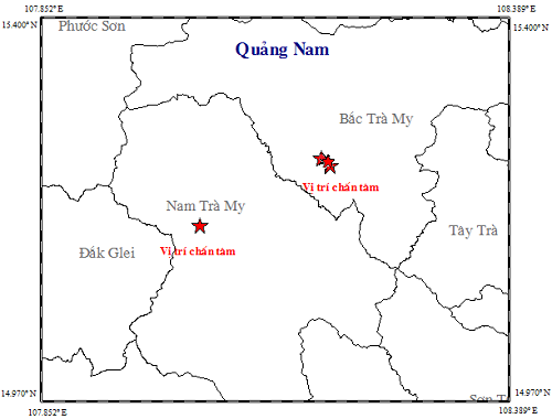Động đất 4 lần liên tiếp tại Quảng Nam