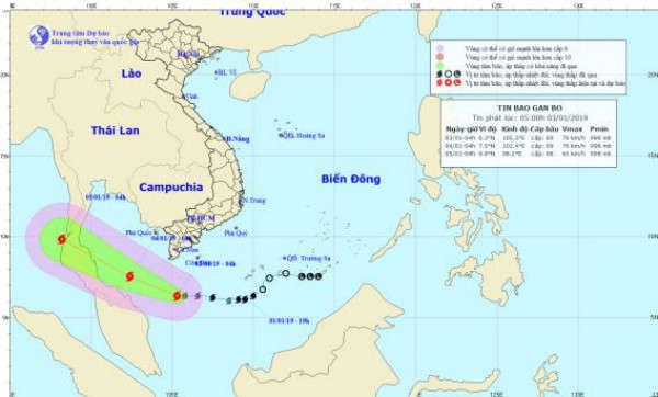 Bão số 1 đã mạnh dần lên, tâm bão giật cấp 11