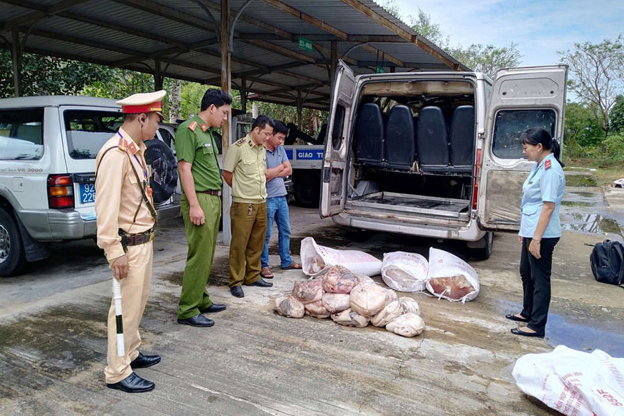 Quảng Nam: Bắt xe khách vận chuyển 500 kg thịt bốc mùi mùi ôi thối