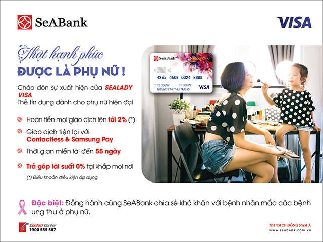 SeABank ra mắt thẻ Sealady Cashback Visa