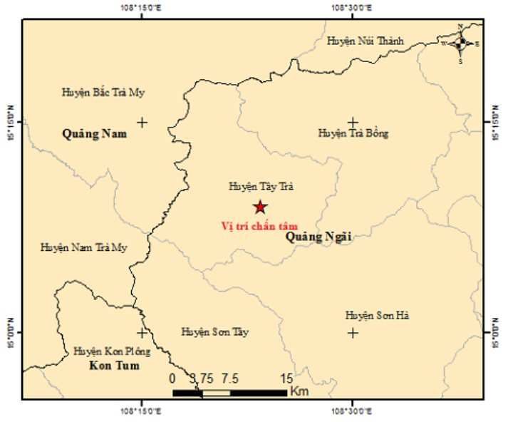 Quảng Ngãi : Chỉ trong vòng 5 tiếng đồng hồ đã xảy ra 4 trận động đất tại huyện Tây Trà