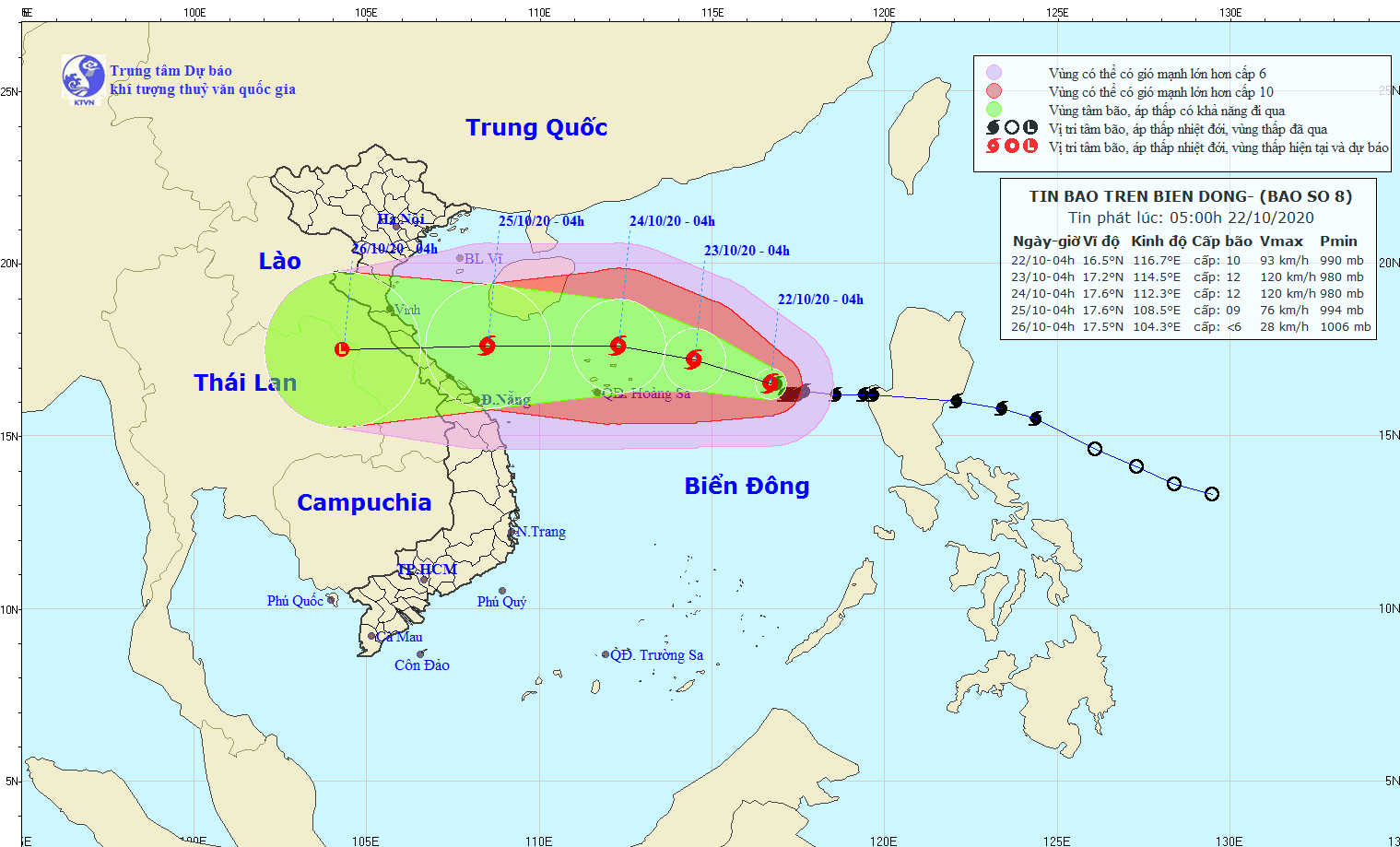 Bão số 8 giật cấp 13, cách quần đảo Hoàng Sa 470km