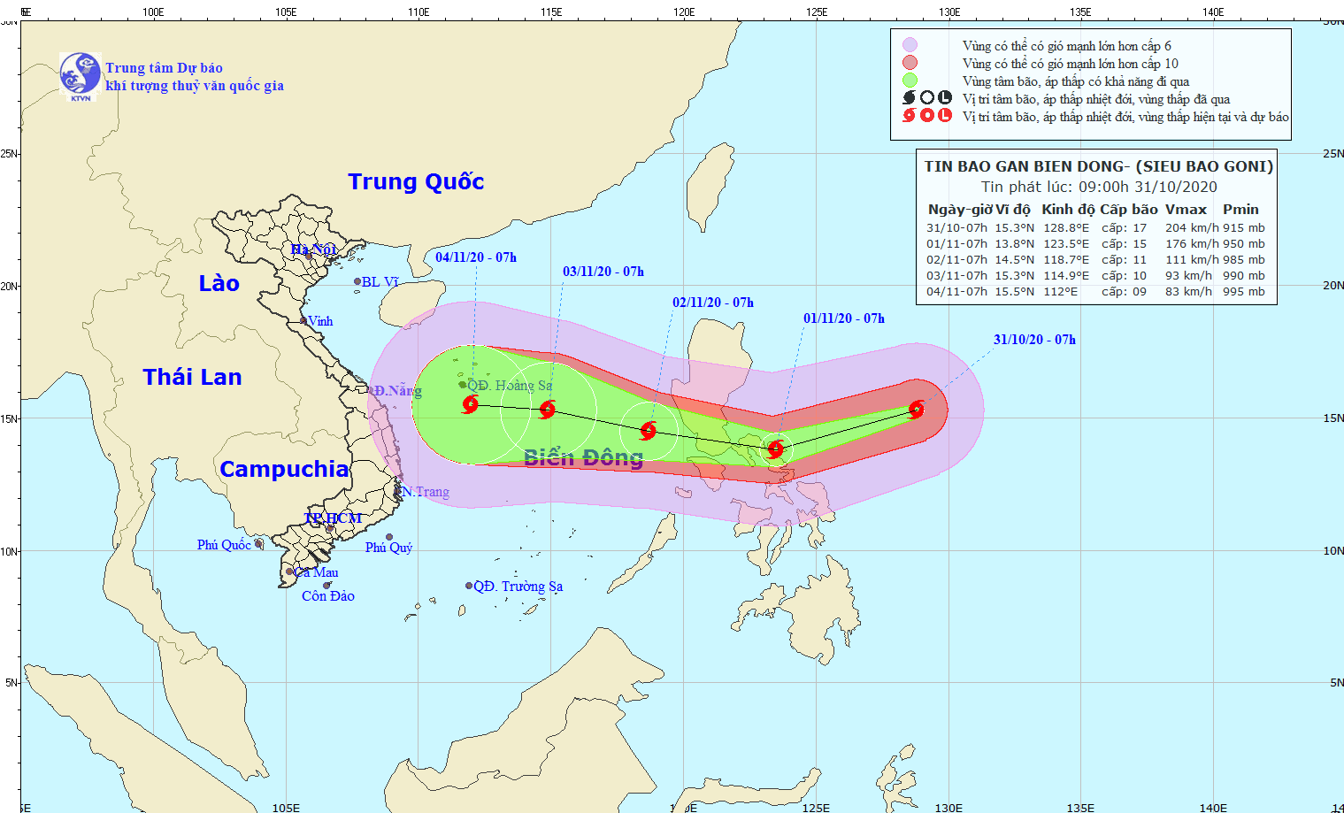 Siêu bão Goni mạnh cấp 17 đang gần biển Đông