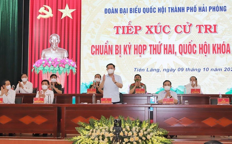 Hải Phòng: Chủ tịch Quốc hội Vương Đình Huệ tiếp xúc cử tri huyện Tiên Lãng