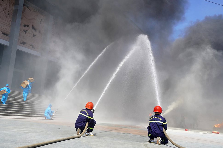 Quảng Trị thực tập phòng cháy chữa cháy, cứu nạn cứu hộ tại Khu cách ly tập trung
