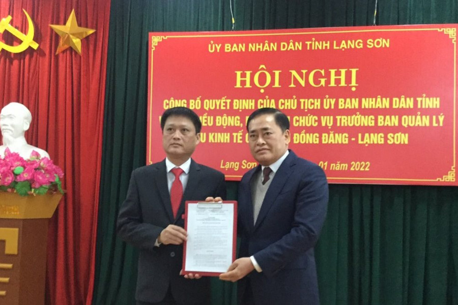 Ông Lê Văn Thắng làm Trưởng Ban Quản lý Khu kinh tế cửa khẩu Đồng Đăng – Lạng Sơn
