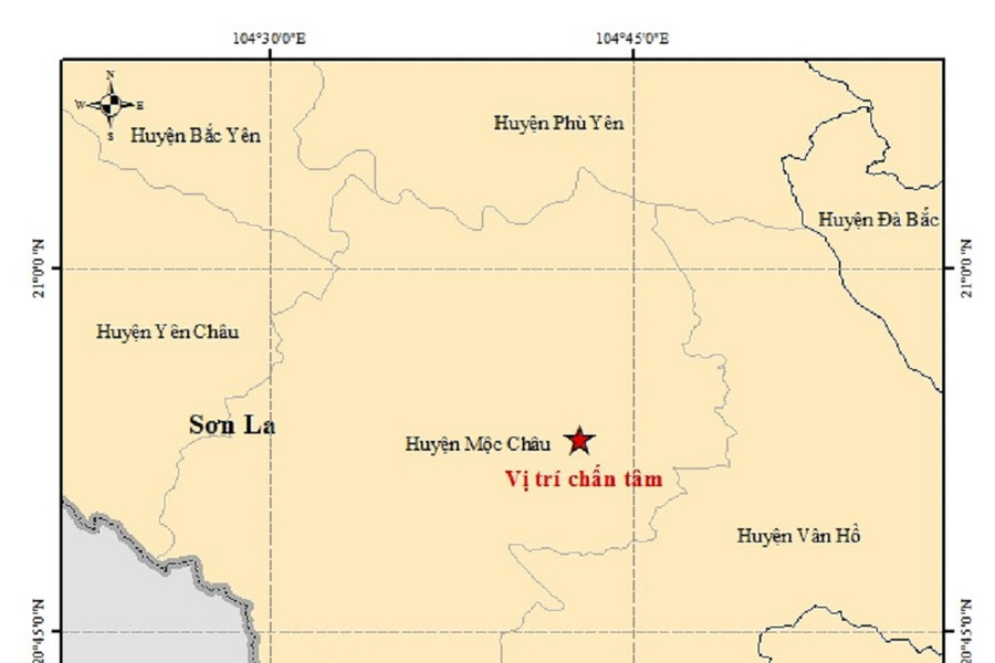 Mộc Châu (Sơn La): Xảy ra động đất 3.2 độ richter