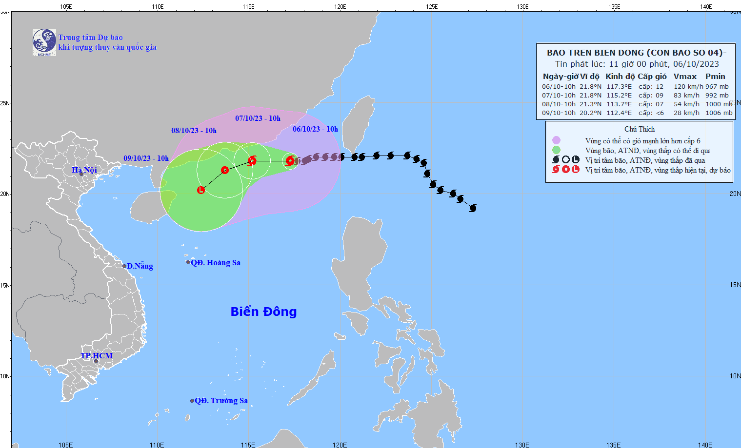 Bão số 4 cách Hồng Kông (Trung Quốc) khoảng 350km