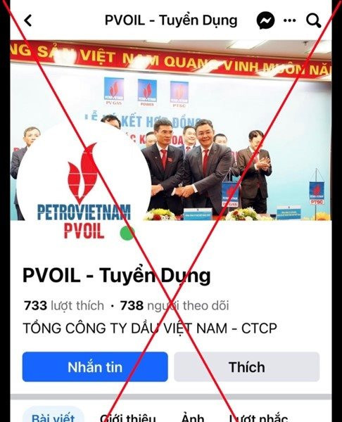 Cảnh báo Fanpage giả mạo danh nghĩa PVOIL đăng thông tin tuyển dụng lừa đảo