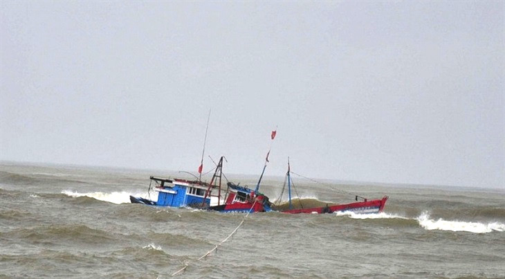 Bình Định: Tổ chức cứu nạn khẩn cấp 14 thuyền viên tàu cá bị chìm trên biển