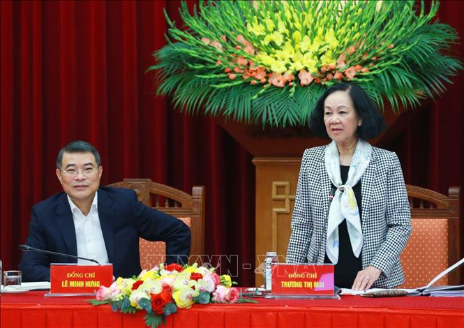 Đồng chí Trương Thị Mai chủ trì Hội nghị giao ban công tác với các Bí thư Tỉnh ủy, Thành ủy