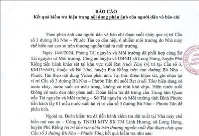 Bình Phước: Nước Suối Tân ô nhiễm do sự cố tắc đường ống nhà máy chế biến mủ cao su