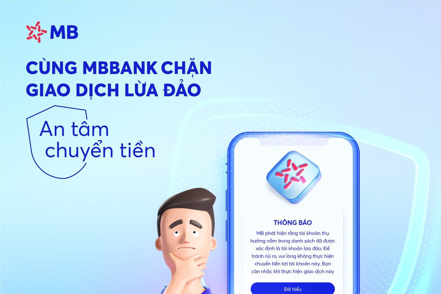 MB thêm tính năng nhận diện tài khoản lừa đảo khi chuyển tiền