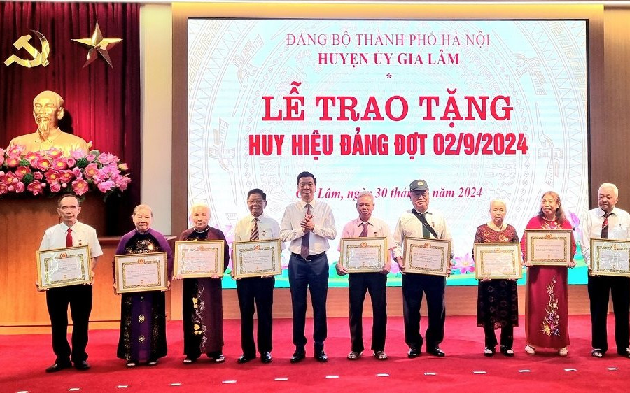 Gia Lâm: Trao Huy hiệu Đảng cho 257 đảng viên