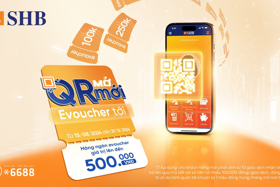 Nhận ngay E-voucher trị giá tới 500.000 VNĐ khi nhận tiền qua QRCode SHB