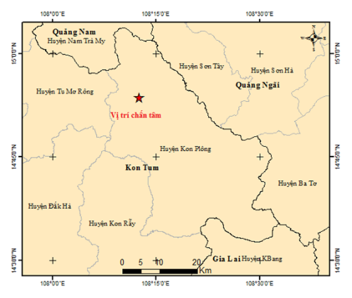 Chỉ trong 1 giờ, Kon Tum hứng 6 trận động đất liên tiếp