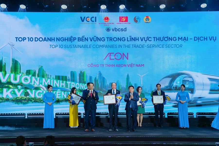 AEON Việt Nam đạt Top 3 doanh nghiệp bền vững ngành Thương mại - Dịch vụ